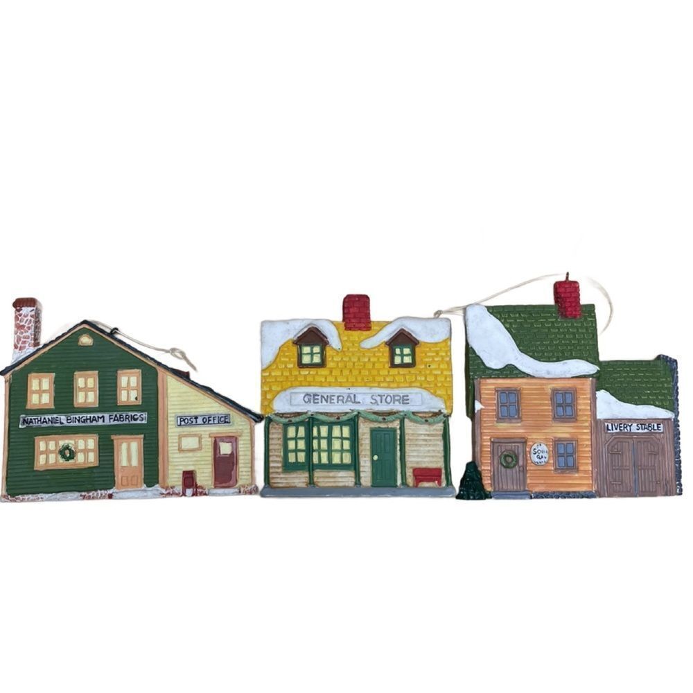 Department 56 New England Village Collection Vintage Ceramic Ornaments 3 in Set